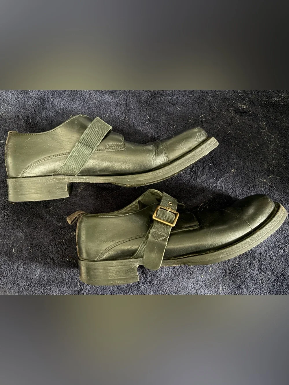Miu Miu Black Leather Strap Loafers